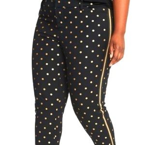 Old Navy Black/Gold Polka Dot Pixie Pant, NWT Size 26